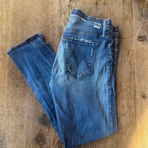 MOTHER Straight Leg Distressed Jeans